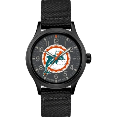 Image of Timex Tribute Men&#039;s NFL Scout 40mm Quartz Fabric Strap, Miami Dolphins, Classic