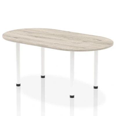 Image of Impulse 1800mm Boardroom Table Grey Oak Top White Post Leg