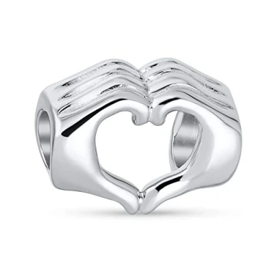 Image of BFF Hand Sign Heart Symbol Language I Love You Charm Bead For Women Teen .925 Sterling Silver Fits European Bracelet