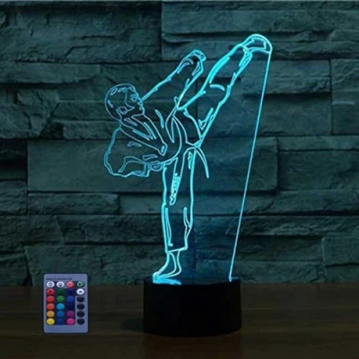Image of Optical Illusion 3D Taekwondo Night Light USB Powered Remote Control Touch Switch Decor Table Desk Lamps 7/16 Color Changing Lights LED Lamp Xmas Home Love Brithday Children Kids Gift