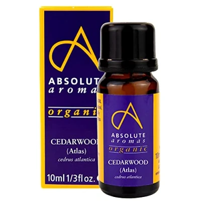 Image of Absolute Aromas Organic Cedarwood Essential Oil 10ml 100% Pure, Natural, Undiluted, Vegan and Cruelty Free for use in a Diffuser Aromatherapy Blends