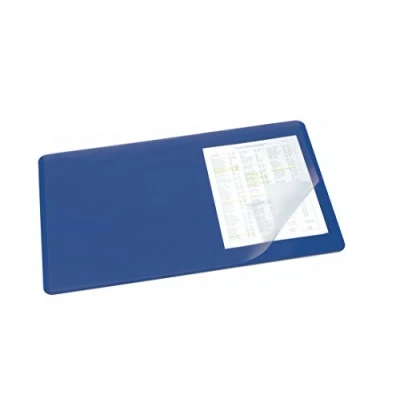 Image of Durable Desk Mat with Transparent Overlay in Grey 53 x 40cm Pack of 1 Comfortable to Use Ideal for Keeping Small Notes &amp; Reminders Close Hand