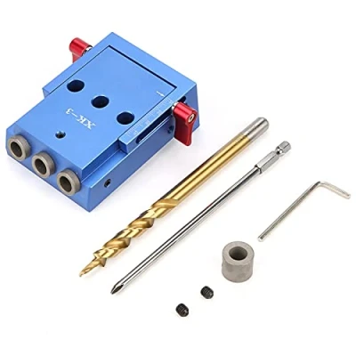 Image of Pocket Hole jig Kit Oblique Drill Guide Set Professional Aluminum Alloy Positioner Locator Tool for Woodworking