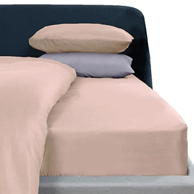 Image of Brentfords Plain Dye Fitted Bed Sheet Non Iron Super Soft Easy Care Microfiber, Pale Pink King Size