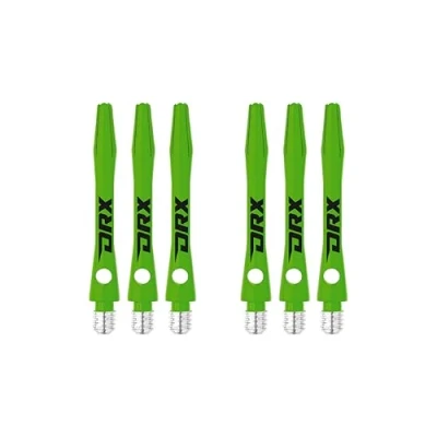 Image of RED DRAGON DRX Coated Aluminium Short Green Logo Dart Stems (Shafts) 2 sets per pack (6 in total)