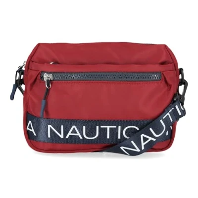 Image of Nautica Nylon Bean Crossbody/Belt Bag with Adjustable Shoulder Strap, Cranberry, One Size