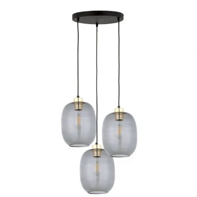 Image of Delta Cluster Pendant Ceiling Light Black, Graphite Glass 3xE27