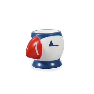 Image of Half Moon Bay Coastal Puffin Bird Red/White/Blue 2.5 x 2 Inch Ceramic Boiled Egg Cup Holder