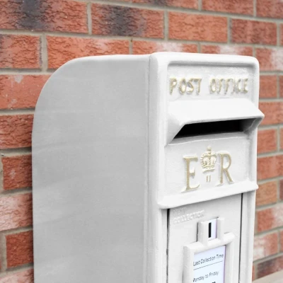Image of Post Box ER Cast Iron Wall Mounted Wedding Authentic Pillar Replica Lockable Office Letter White