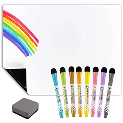 Image of TMS Fridge Magnet Whiteboard Large 50 x 30cm use as Magnetic Weekly Planner, Dry Wipe Memo Board, Meal Kitchen Notice Board for Notes or Reminders, to Do List with Erase Markers