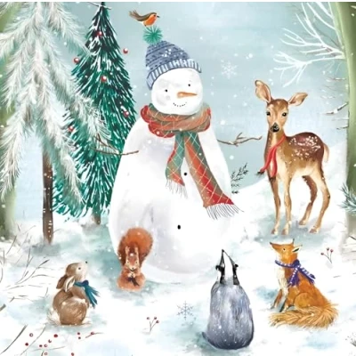 Image of GBCC Charity Christmas Cards Pack of 10 with Snowman and Woodland Animals Design Eco Friendly Xmas Multipack Envelopes
