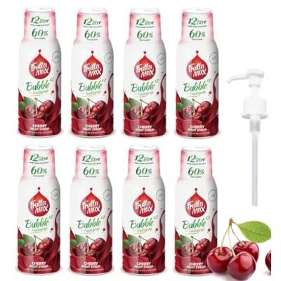 Image of 8 Pack FruttaMax Fruit Syrup Concentrate Less Sugar with 60% Content Suitable for soda Machine (8x500ml) (8 x Cherry)