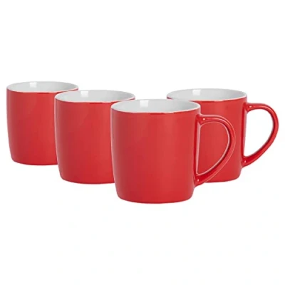 Image of 4x Red 350ml Coloured Coffee Mugs By Argon Tableware