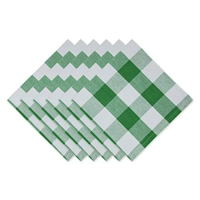 Image of DII Buffalo Check Collection Classic Farmhouse Design, Cotton, Green/White, Napkin Set, 20 x 20, 6