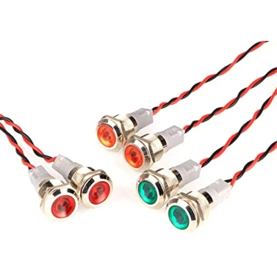 Image of GUUZI 6pcs 220V 230V 12mm LED Panel Pilot Dash Warning Light Indicator Lamp Bulbs Directional (Red/Yellow/Green)