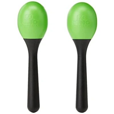 Image of Nino Percussion Small Egg Maracas 1 Pair Shaker for Children from 3 Years Musical Instrument Plastic, Black and Green (NINO569GG)