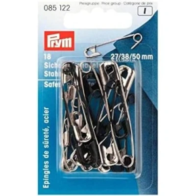 Image of Prym Safety Pins, Alloy Steel, Silver, Black, 27/38/50mm
