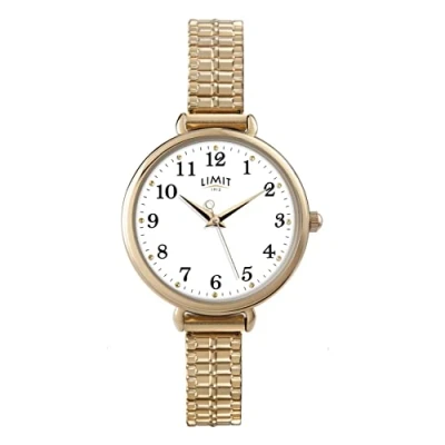 Image of Limit Heather White Dial Gold Stainless Steel Expander Bracelet Ladies Watch 6963.01