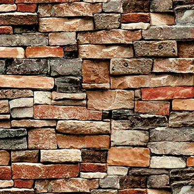 Image of Ohmywor Peel and Stick Wallpaper Brick Self Adhesive Red Effect Vinyl for Living Room Bedroom Home Decor