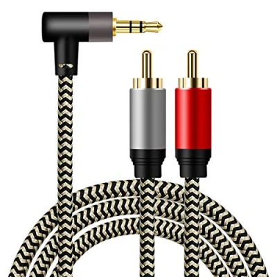 Image of 3.5mm to 2RCA Audio Cable 6M,Hanprmeee [Dual Shielded Gold Plated] Male Stereo Adapter Coaxial Nylon Braided AUX RCA Y Cord for Smartphones,MP3,Tablets,HDTV.(6M/20FT)