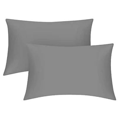 Image of 200 Thread Count Egyptian Cotton Pillow Cases Luxury Bedding Soft Covers Envelope Closure 50 x 75 Pillowcases 2 Pack Grey