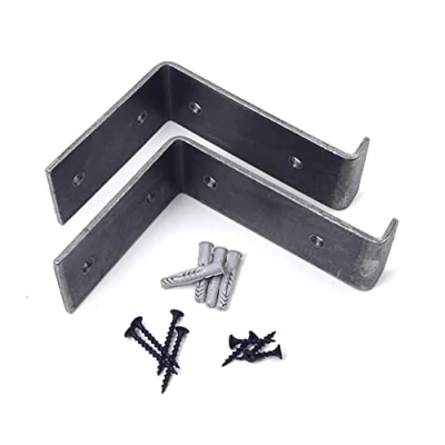 Image of Oakcrafts Pair of Lipped Scaffold Board Shelf Brackets Cast Iron (4&quot; x 5&quot; / 100mm 125mm)