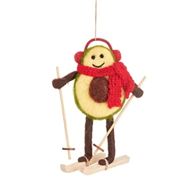 Image of Sass &amp; Belle Skiing Avocado Felt Decoration