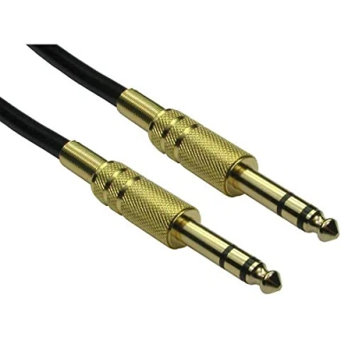 Image of Ex Pro Guitar Lead, Gold 10m, 6.35mm 1/4&quot; Male to TRS Stereo Jack Instrument Patch Cable for Effects Pedal Board Bass Keyboard Amplifier
