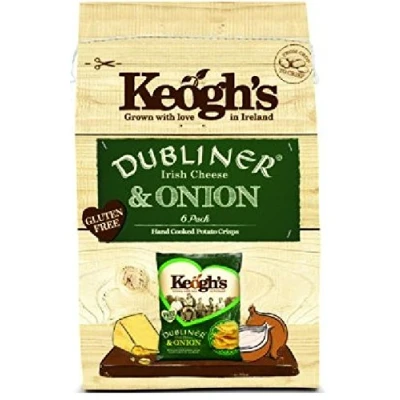 Image of Keoghs Dubliner Irish Cheese &amp; Onion Crisps 6 Pack from Ireland Sold by DSDelta Ltd