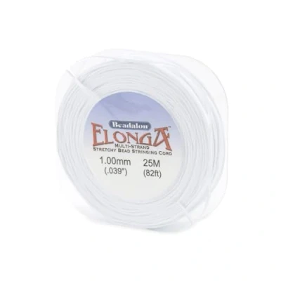 Image of Beadalon Elonga Stretch Cord, Polypropylene Nylon, White, 1mm, 25 Meter