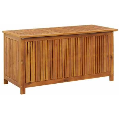 Image of vidaXL Garden Storage Box, Rustic Charm Solid Acacia Wood Furniture with Large Compartment, Ideal for Garden, Patio, Outdoors Brown, 113x50x58 cm