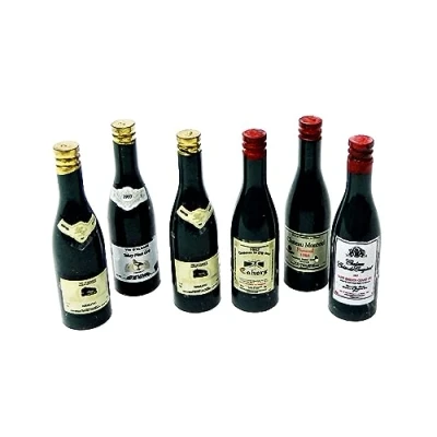 Image of Melody Jane Dolls House 6 Wine Bottles Red &amp; White Miniature Bar Pub Accessory