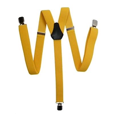Image of Unisex Skinny Style fully adjustable Clip on Braces/Suspenders, 2.5cm Yellow