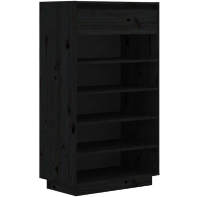 Image of vidaXL Shoe Cabinet Black 60x34x105 cm Solid Wood Pine