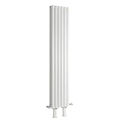 Image of Milano Aruba White Vertical Double Oval Panel Radiator Feet 1780mm x 354mm