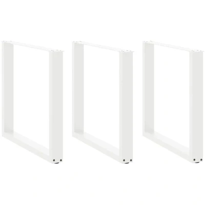 Image of vidaXL coffee table legs u shaped steel 80x(72 73) cm white adjustable geometric design for living/dining/office
