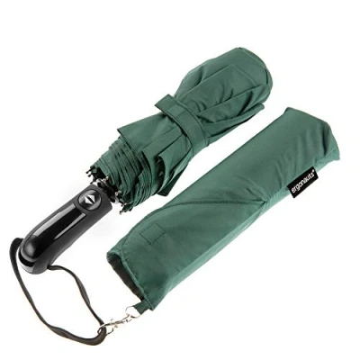 Image of Ergonauts Travel Umbrella Windproof Vented Double Canopy Teflon Coating, Ergonomic Handle &amp; Protective Sleeve Portable Compact Foldable Lightweight Design and High Wind Resistance (Forest Green)