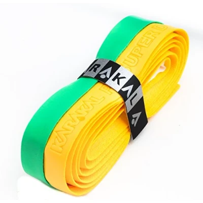 Image of Karakal PU Super Grip Self Adhesive Tape for Badminton, Squash, Tennis, Hockey Stick or Ice Pack of 5 24 Assorted Colours, duo yellow/green, 2 Grips