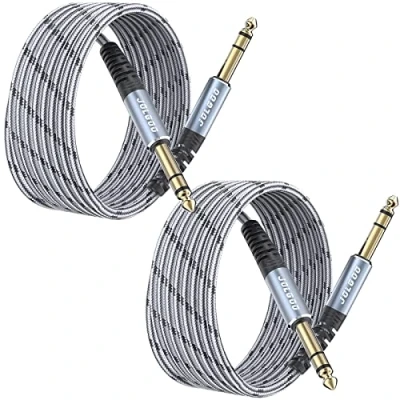 Image of JOLGOO 1/4 Inch TRS Cable 3 M 2 Pack, Guitar M, 6.35 Balanced Interconnect Line for Electric Guitar, Bass, Keyboard, Mixer, Amplifier, Speaker, Mandolin, pro Audio