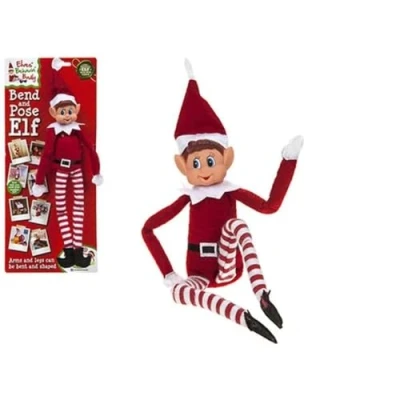 Image of hoolaroo dqv131xxA kd13120 Vinyl 12 INCH Bendable POSEABLE Figure Girl, Insulated, Red Elf Boy