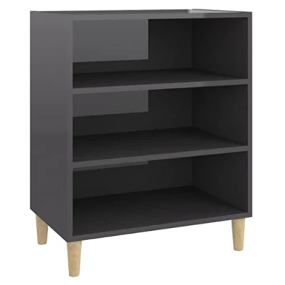 Image of vidaXL Sideboard Indoor Furniture Household Storage Space Cabinet Bedroom Book Side Living Room Lowboard Chipboard High Gloss Grey