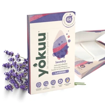 Image of YOKUU Probiotic Laundry Sheets 64 Loads Lavender Scented Travel Washing Detergent Eco