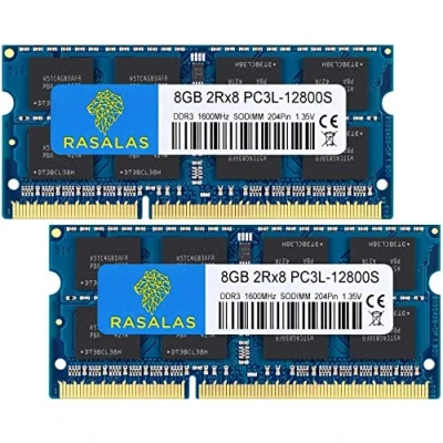 Image of Rasalas DDR3 16GB Kit (2x8GB) 1600MHz PC3L 12800 Non ECC Unbuffered 1.35V CL11 2Rx8 Dual Rank SODIMM Laptop Memory Ram