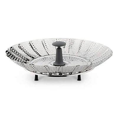 Image of Navaris Steamer Basket for Saucepan Vegetable Steaming Insert Pot to Steam Vegetables Collapsible Folding Stainless Steel