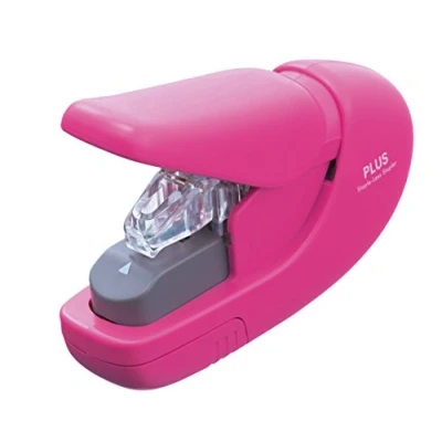 Image of PLUS, Staple Free Stapler, Paper Clinch, 5 sheet stapling capacity, Japanese technology, pink