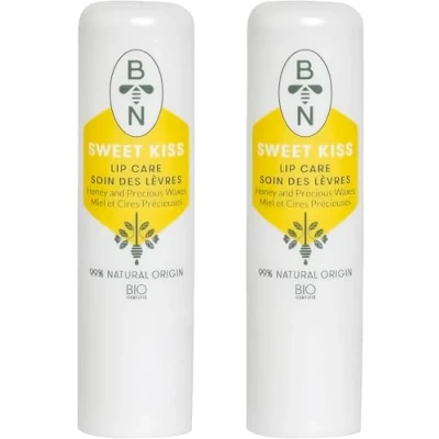 Image of Bee Nature Moisturizing Lip Balm Organic Honey Nourishing Sweet Kiss Care 99.9% Natural 2 pieces (2 * 4.5g)