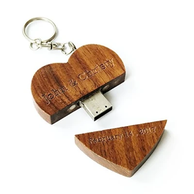 Image of Joeliu Personalised Wooden Heart Shaped Walnut 8GB USB Flash Drive, Engraved Wood Drive Custom Box, Wedding Photo Storage Gift, Birthday Business Promotional Gift(USB only (no box))