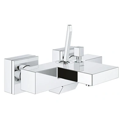 Image of GROHE Eurocube Joy Single Lever Bath Mixer A Modern Wall Mounted and German Engineered Chrome with Bottom Outlet 23666000