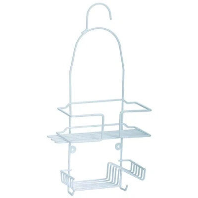 Image of B&amp;C NEW RUSTPROOF WHITE PLASTIC COATED HANGING RACK SHOWER TIDY STORAGE BASKET CADDY