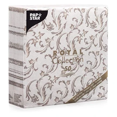 Image of Papstar Royal Collection #85004 Serviettes 1/4 Fold 40 cm x Brown Damascato